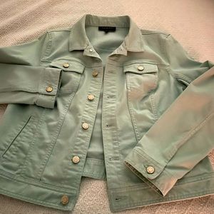 Talbots size L light mint jean jacket… like new condition.